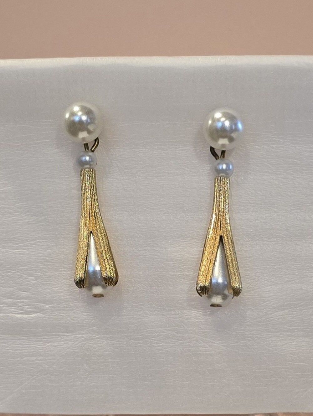 Vintage Art Deco Faux Pearl Dangle Earrings